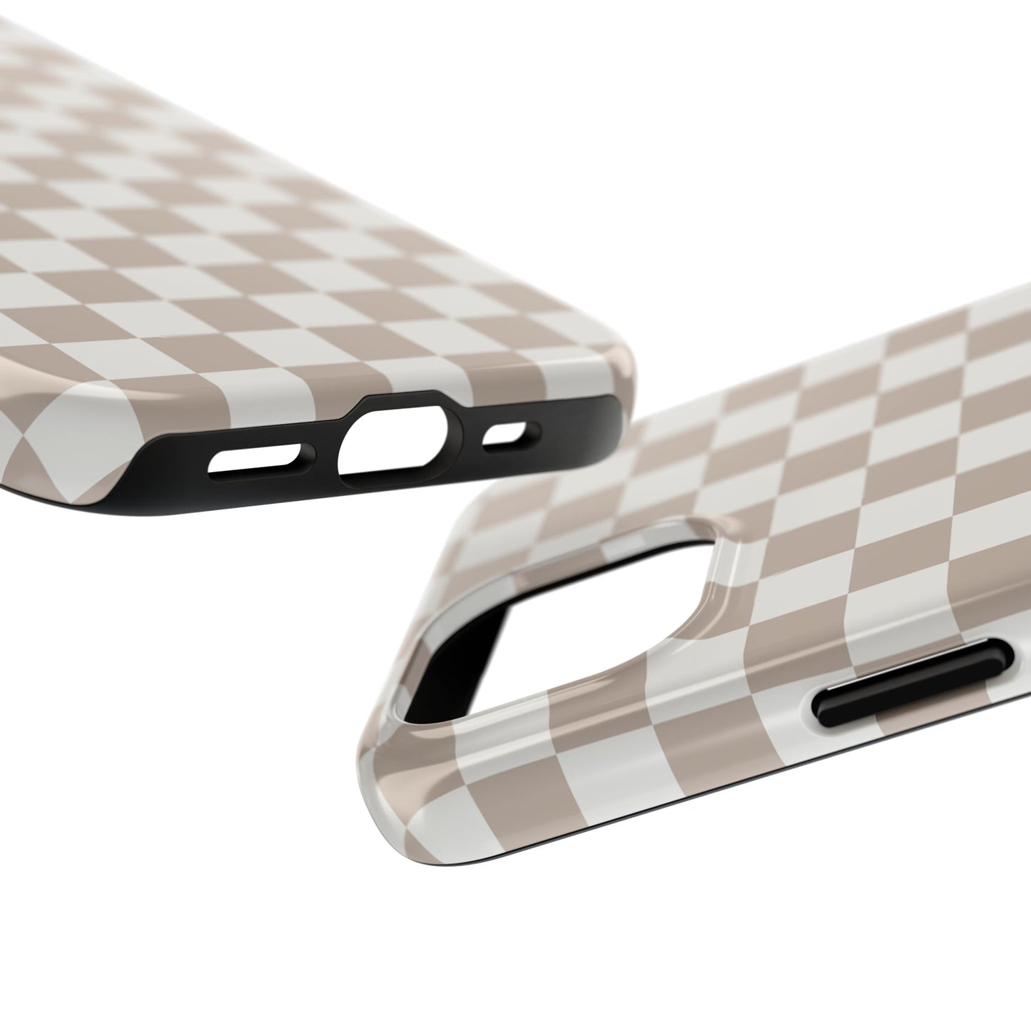 Beige Checkered Phone Case