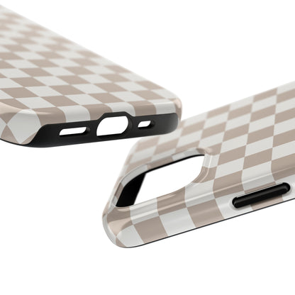 Beige Checkered Phone Case