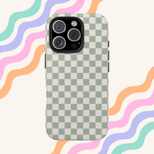 Green Checkered Phone Case