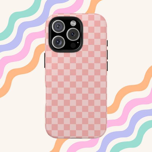 Pink Checkered Phone Case