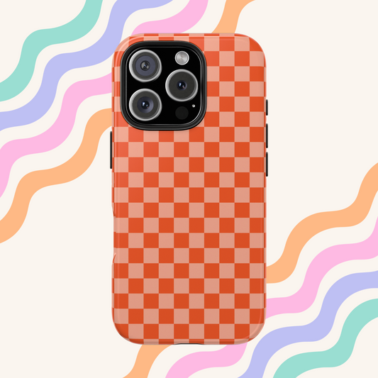 Orange Checkered Phone Case